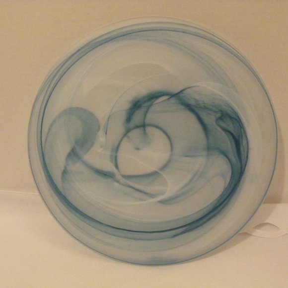 Artisan Ware Art Glass Ice Blue & White Swirl Design Serving Plate / Platter, - Picture 8 of 10